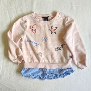 Tommy Hilfiger Pink Sweatshirt with Blue Ruffle Hem